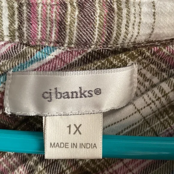 CJ Banks knit shirt - 3/4 sleeves plaid size 1X - Picture 4 of 8